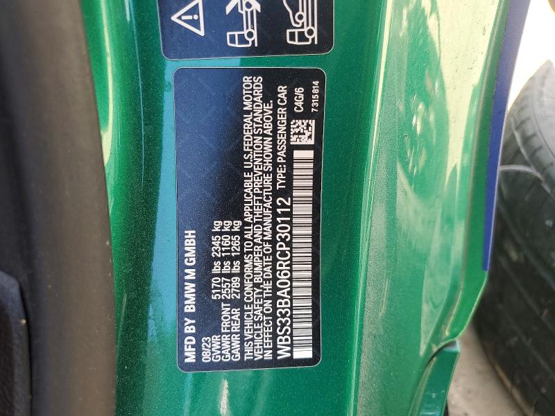 2024 Bmw M4 მანქანა იყიდება აუქციონზე, vin: WBS33BA06RCP30112, აუქციონის ნომერი: 60174006