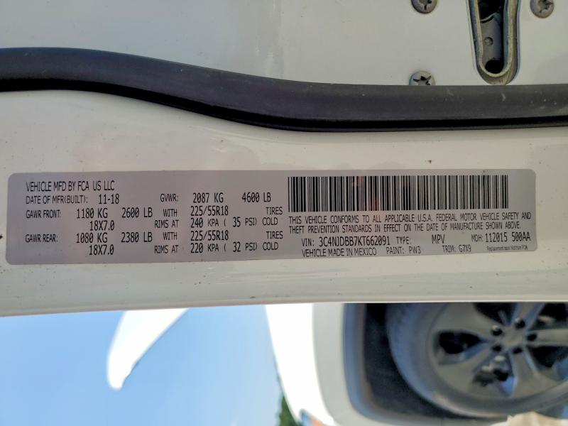 Продажа на аукционе авто 2019 Jeep Compass, vin: 3C4NJDBB7KT662091, номер лота: 59317856
