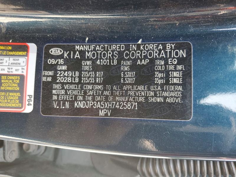Aukcja sprzedaży 2017 Kia Soul, vin: KNDJP3A5XH7425871, numer aukcji: 62958616