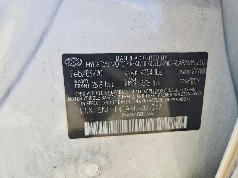 2020 Hyundai Sonata მანქანა იყიდება აუქციონზე, vin: 5NPEL4JA6LH032342, აუქციონის ნომერი: 59018106