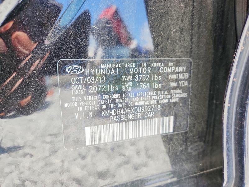 2013 Hyundai Elantra მანქანა იყიდება აუქციონზე, vin: KMHDH4AEXDU992718, აუქციონის ნომერი: 60397056