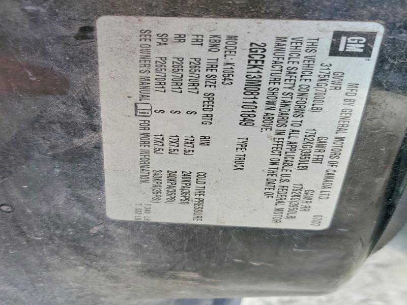 Aukcja sprzedaży 2008 Chevrolet Silverado, vin: 2GCEK13M081101849, numer aukcji: 60066566