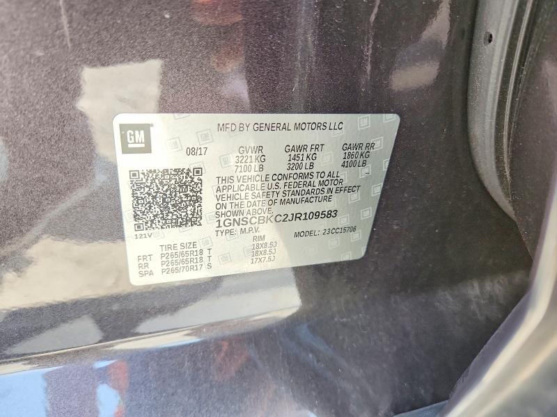 Aukcja sprzedaży 2018 Chevrolet Tahoe, vin: 1GNSCBKC2JR109583, numer aukcji: 62654146