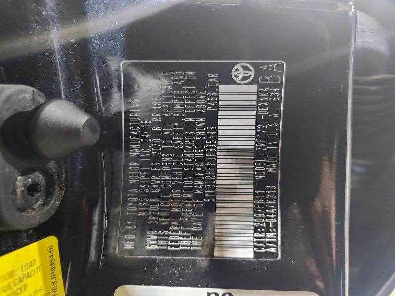 62842656 :رقم المزاد ، 5YFBURHE8JP835448 vin ، 2018 Toyota Corolla مزاد بيع