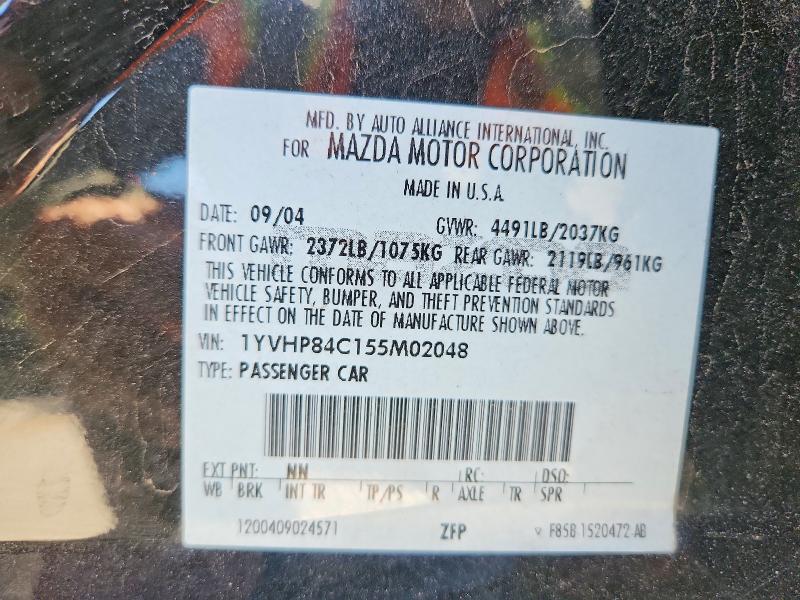 Aukcja sprzedaży 2005 Mazda 6, vin: 1YVHP84C155M02048, numer aukcji: 61021796
