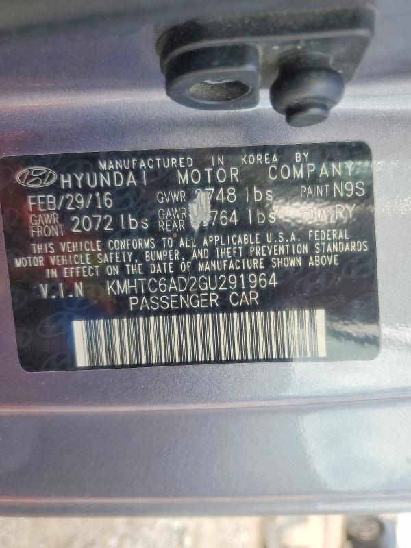 Продаж на аукціоні авто 2016 Hyundai Veloster, vin: KMHTC6AD2GU291964, номер лоту: 61747626