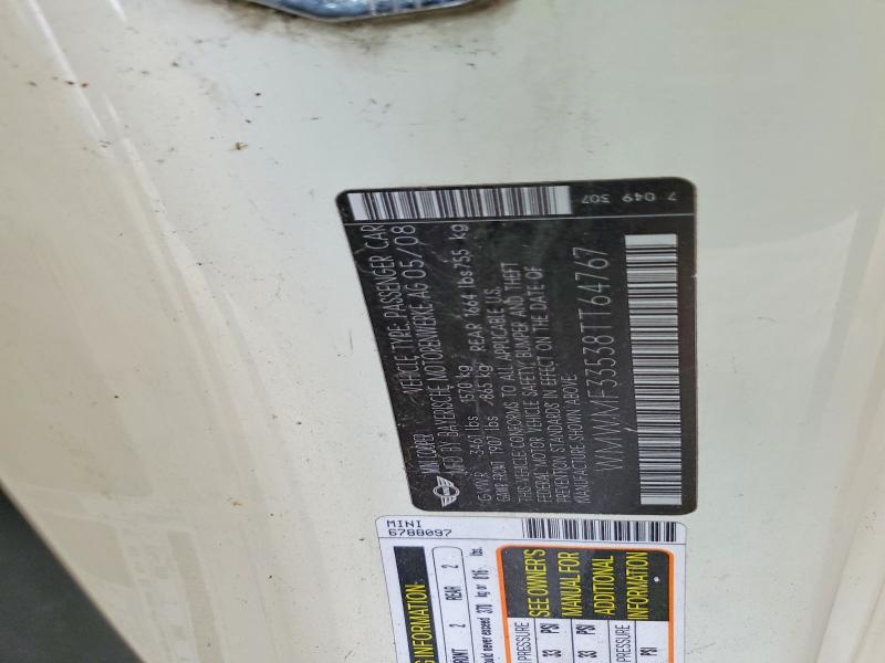 Продажа на аукционе авто 2008 Mini Cooper, vin: WMWMF33538TT64767, номер лота: 59638176