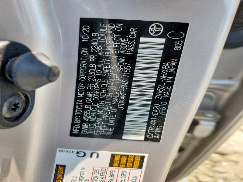 Продажа на аукционе авто 2021 Toyota Prius Prime, vin: JTDKAMFP5M3171557, номер лота: 63060386