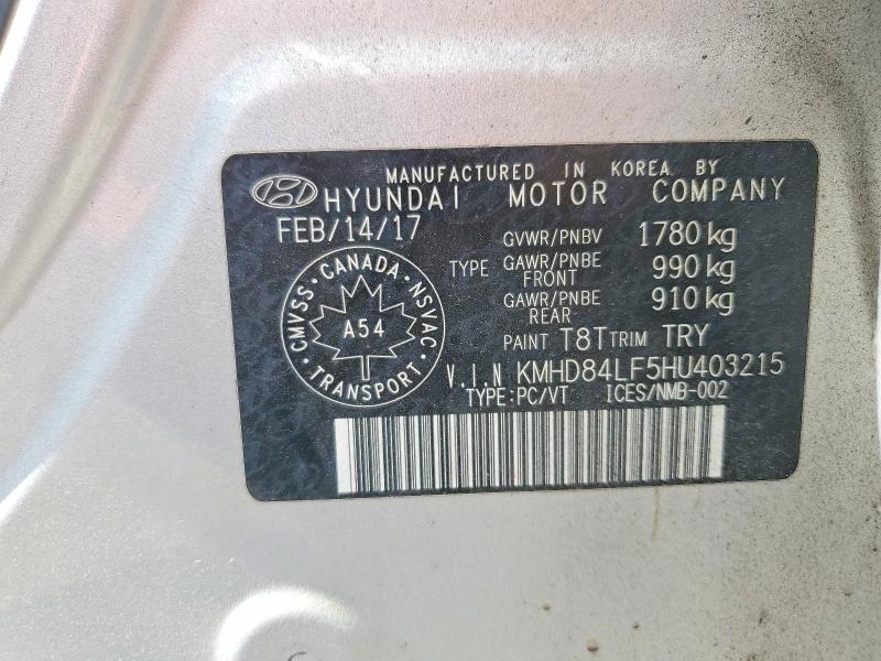Aukcja sprzedaży 2017 Hyundai Elantra, vin: KMHD84LF5HU403215, numer aukcji: 60853416