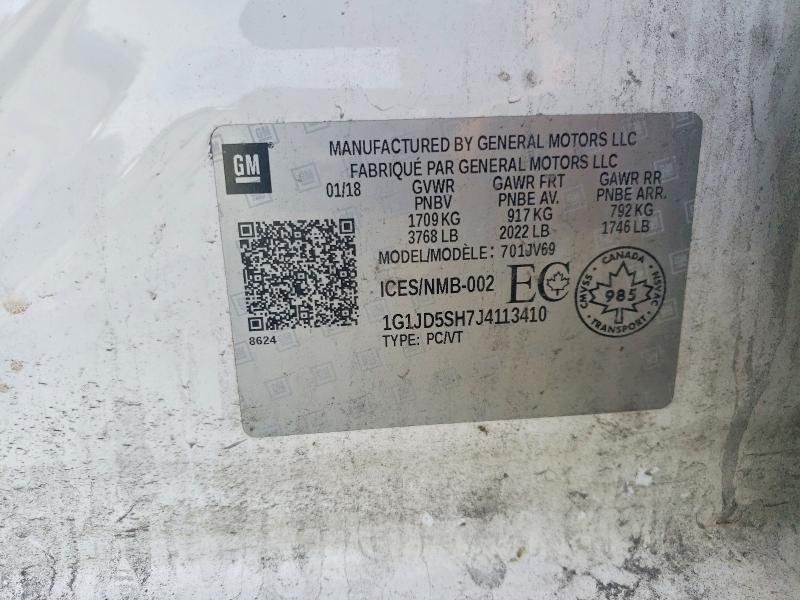 Aukcja sprzedaży 2018 Chevrolet Sonic, vin: 1G1JD5SH7J4113410, numer aukcji: 62736346