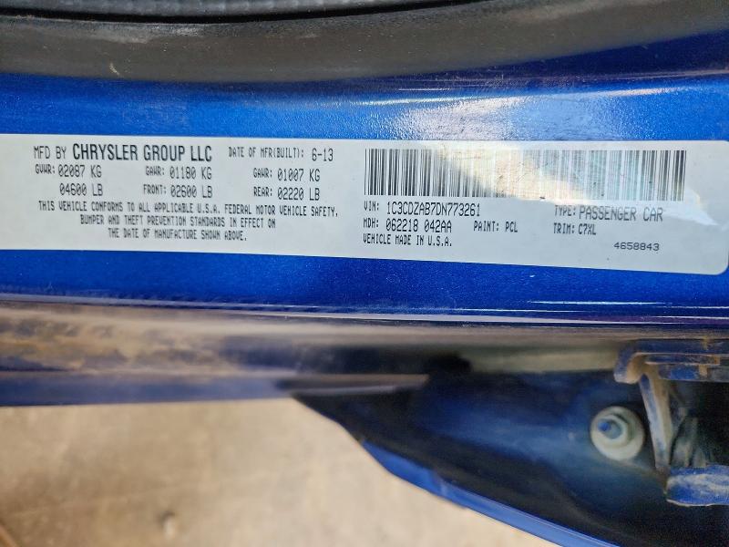 60981946 :رقم المزاد ، 1C3CDZAB7DN773261 vin ، 2013 Dodge Avenger مزاد بيع