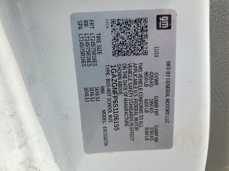 Продаж на аукціоні авто 2025 Chevrolet Express G3500, vin: 1GAZGNFP6S1106155, номер лоту: 61381106