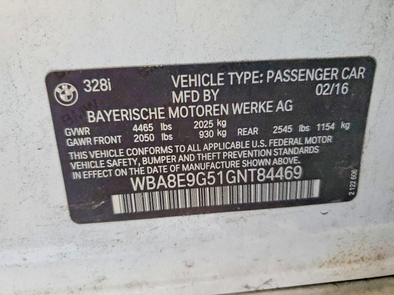 Продаж на аукціоні авто 2016 Bmw 328, vin: WBA8E9G51GNT84469, номер лоту: 63006756
