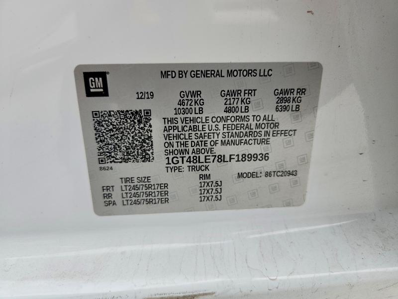 60993496 :رقم المزاد ، 1GT48LE78LF189936 vin ، 2020 Gmc Sierra مزاد بيع