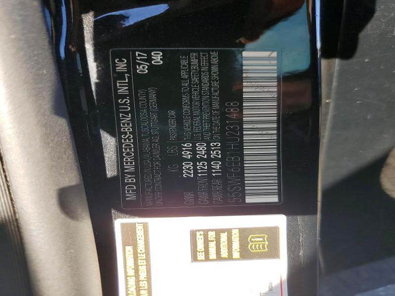 Auction sale of the 2017 Mercedes-benz C, vin: 55SWF6EB1HU231488, lot number: 63019436