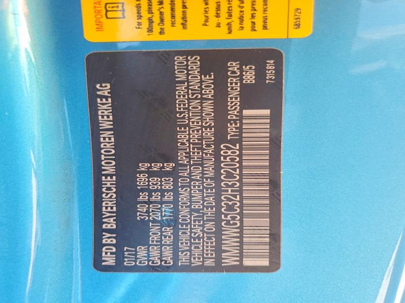 60091976 :رقم المزاد ، WMWWG5C32H3C20582 vin ، 2017 Mini Cooper مزاد بيع