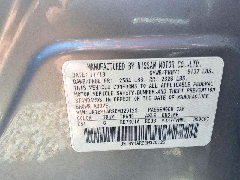 61331226 :رقم المزاد ، JN1BY1AR2EM320122 vin ، 2014 Infiniti Q70 مزاد بيع
