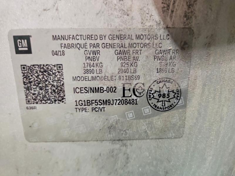 Продажа на аукционе авто 2018 Chevrolet Cruze, vin: 1G1BF5SM9J7208481, номер лота: 62954676