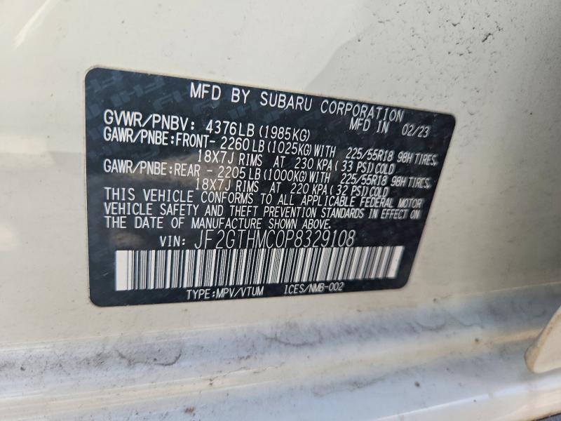 Продаж на аукціоні авто 2023 Subaru Crosstrek, vin: JF2GTHMC0P8329108, номер лоту: 59367586