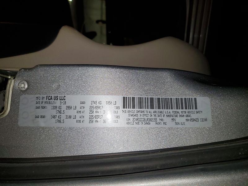 2018 Dodge Grand Caravan მანქანა იყიდება აუქციონზე, vin: 2C4RDGCG8JR302155, აუქციონის ნომერი: 61373126