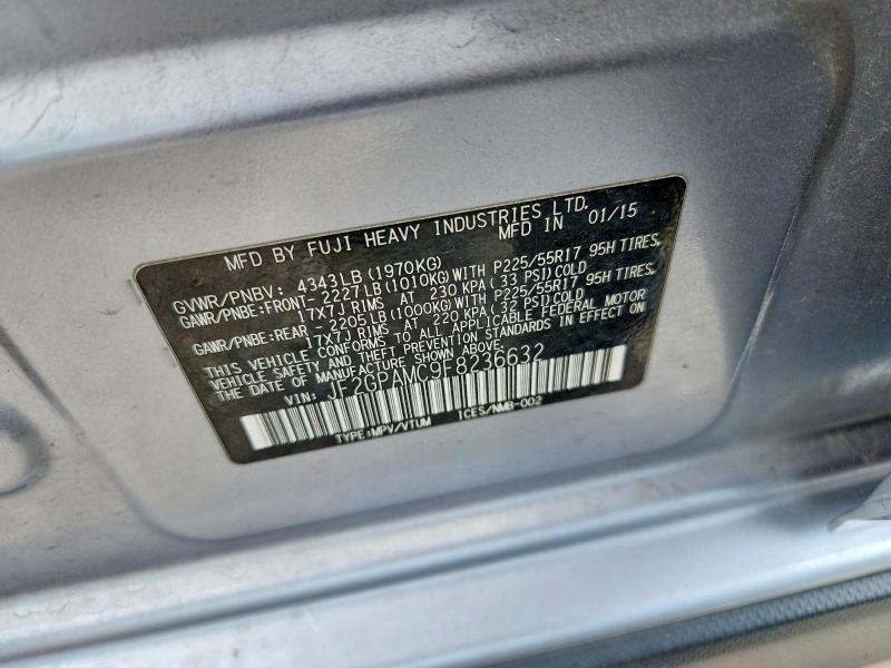 63360186 :رقم المزاد ، JF2GPAMC9F8236632 vin ، 2015 Subaru Xv Crosstrek مزاد بيع