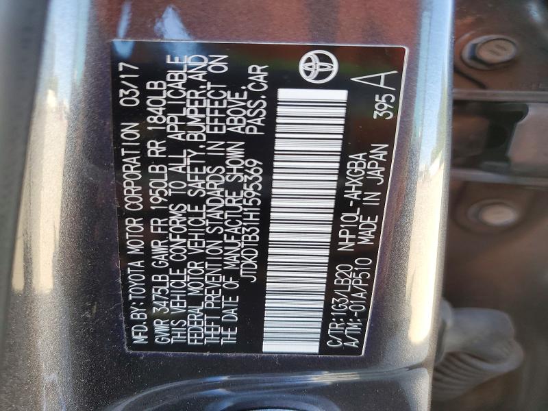 Aukcja sprzedaży 2017 Toyota Prius C, vin: JTDKDTB31H1595369, numer aukcji: 60979466