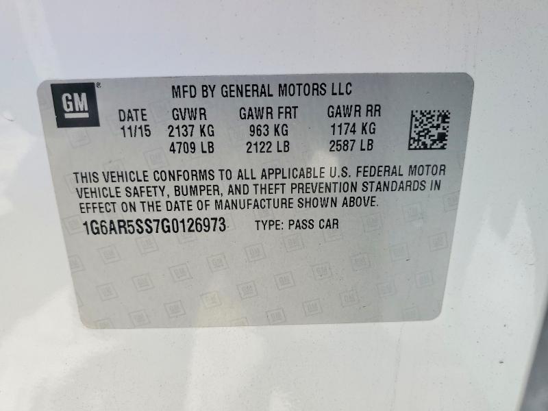 Aukcja sprzedaży 2016 Cadillac Cts, vin: 1G6AR5SS7G0126973, numer aukcji: 60500656