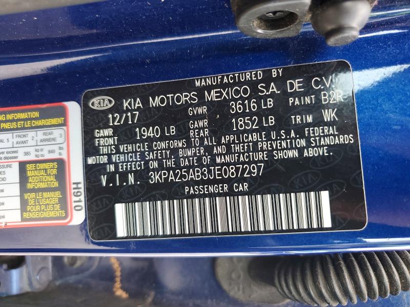 62307996 :رقم المزاد ، 3KPA25AB3JE087297 vin ، 2018 Kia Rio 5-door مزاد بيع