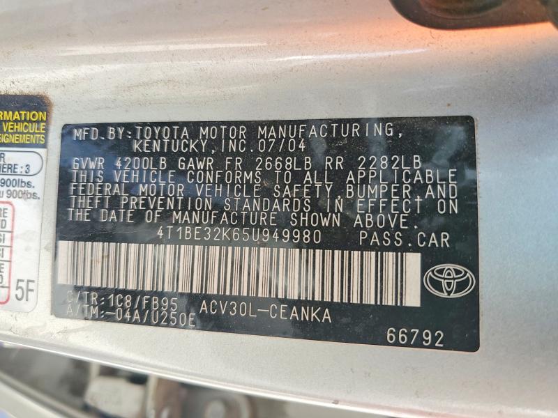 Продаж на аукціоні авто 2005 Toyota Camry, vin: 4T1BE32K65U949980, номер лоту: 60641726