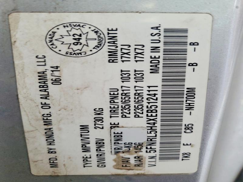 Auction sale of the 2014 Honda Odyssey, vin: 5FNRL5H4XEB512411, lot number: 62087046