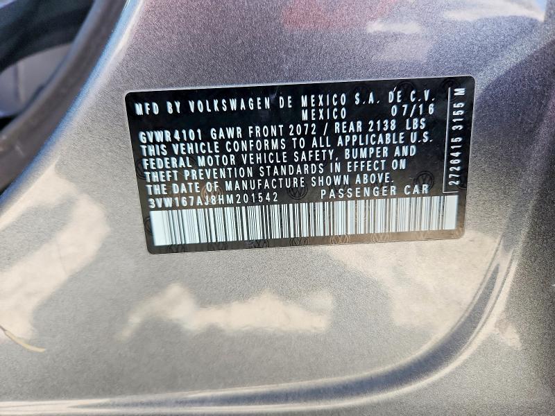 Продаж на аукціоні авто 2017 Volkswagen Jetta, vin: 3VW167AJ8HM201542, номер лоту: 59307596
