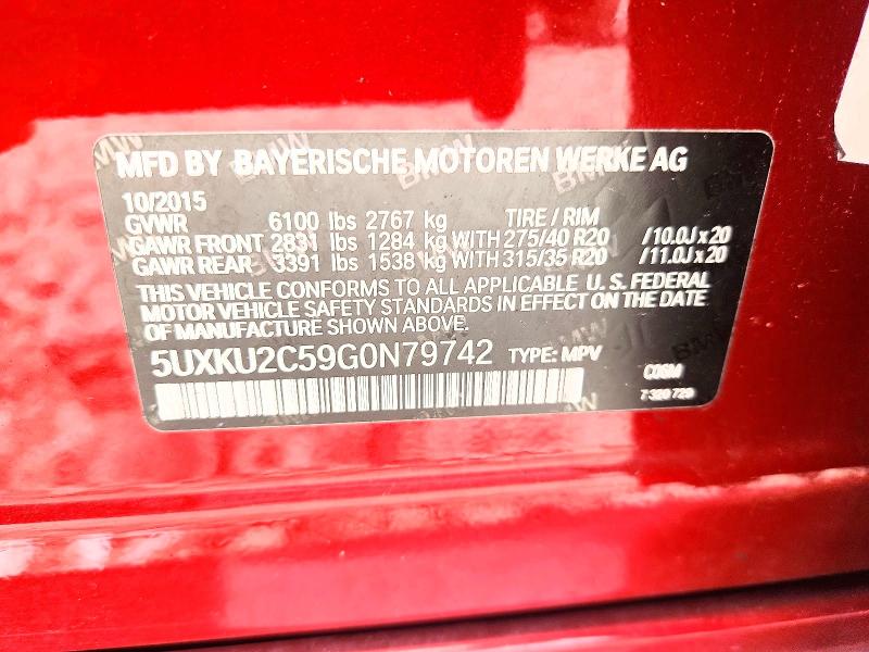 2016 Bmw X6 მანქანა იყიდება აუქციონზე, vin: 5UXKU2C59G0N79742, აუქციონის ნომერი: 60503216