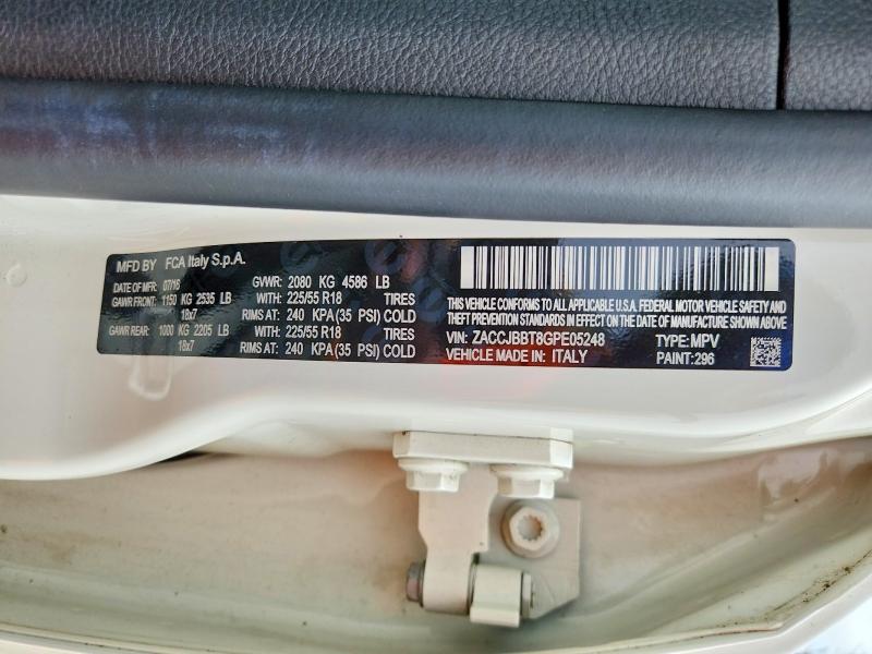 61546326 :رقم المزاد ، ZACCJBBT8GPE05248 vin ، 2016 Jeep Renegade مزاد بيع