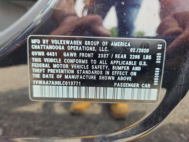 Aukcja sprzedaży 2020 Volkswagen Passat, vin: 1VWAA7A30LC013771, numer aukcji: 61712446