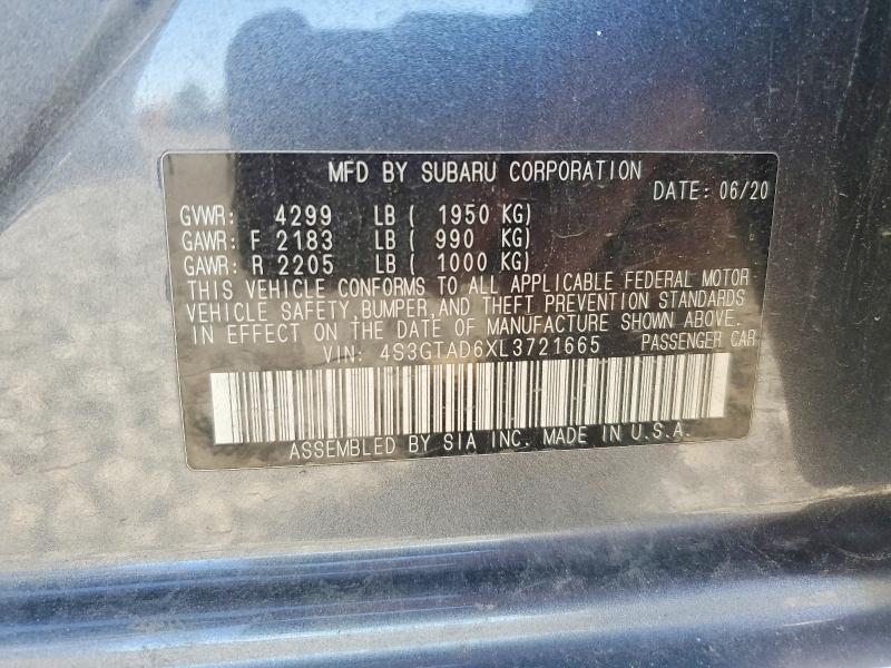 2020 Subaru Impreza მანქანა იყიდება აუქციონზე, vin: 4S3GTAD6XL3721665, აუქციონის ნომერი: 60821206