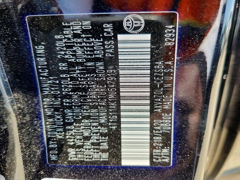 2021 Toyota Camry მანქანა იყიდება აუქციონზე, vin: 4T1G11AK1MU547919, აუქციონის ნომერი: 85968835