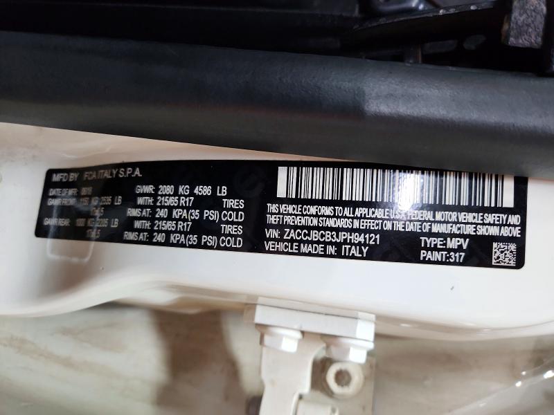 Продаж на аукціоні авто 2018 Jeep Renegade, vin: ZACCJBCB3JPH94121, номер лоту: 61553186