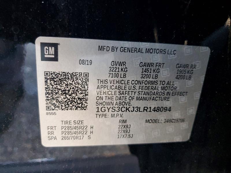 Aukcja sprzedaży 2020 Cadillac Escalade, vin: 1GYS3CKJ3LR148094, numer aukcji: 61800106