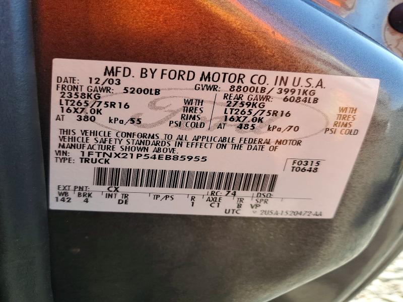 61016776 :رقم المزاد ، 1FTNX21P54EB85955 vin ، 2004 Ford F250 مزاد بيع