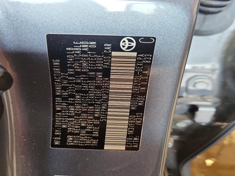 Aukcja sprzedaży 2022 Toyota Corolla, vin: 5YFEPMAE7NP323624, numer aukcji: 62412556