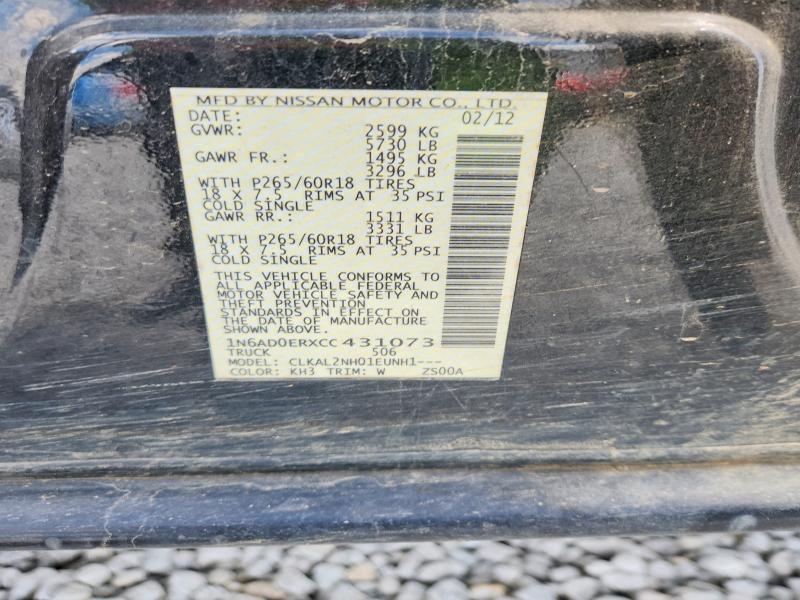 60393426 :رقم المزاد ، 1N6AD0ERXCC431073 vin ، 2012 Nissan Frontier مزاد بيع