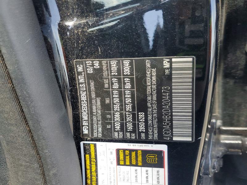 Aukcja sprzedaży 2013 Mercedes-benz Ml, vin: 4JGDA5HB2DA204473, numer aukcji: 63478356