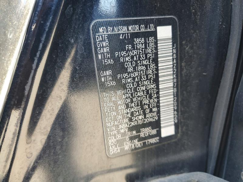 62107326 :رقم المزاد ، JN8AZ2KR7BT209629 vin ، 2011 Nissan Cube مزاد بيع