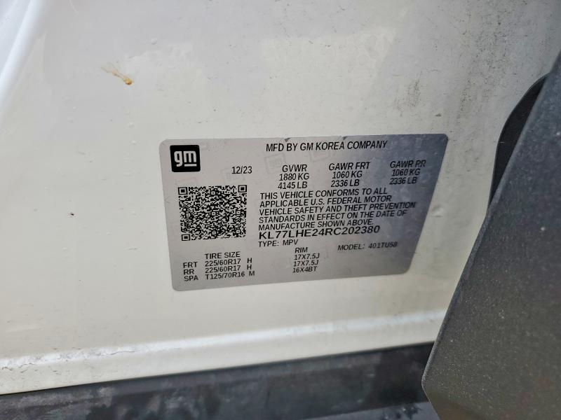 63319496 :رقم المزاد ، KL77LHE24RC202380 vin ، 2024 Chevrolet Trax مزاد بيع
