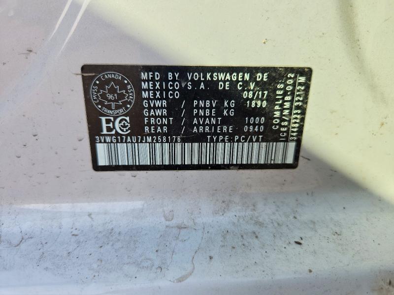 Aukcja sprzedaży 2018 Volkswagen Golf, vin: 3VWG17AU7JM258176, numer aukcji: 59611626