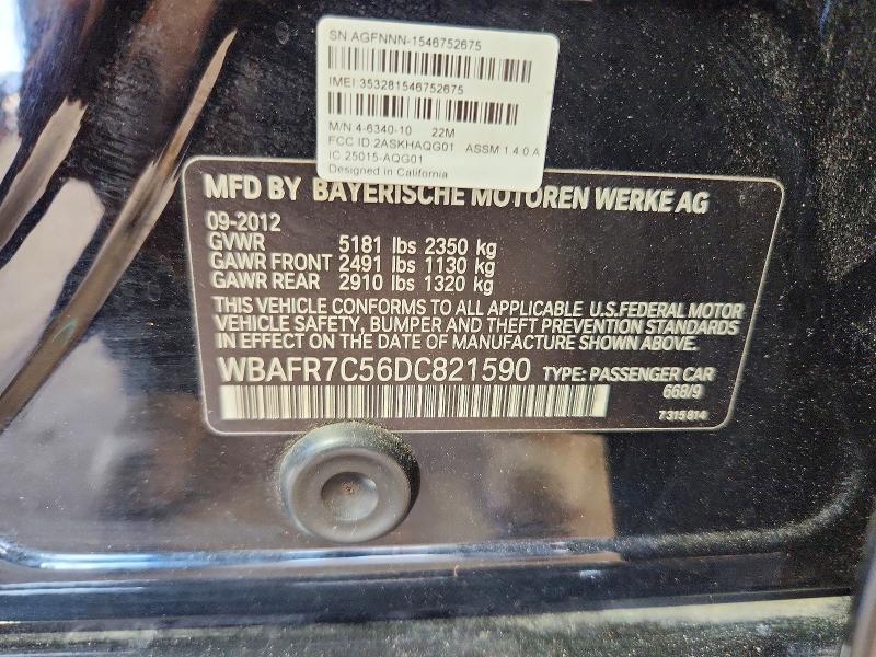 59803586 :رقم المزاد ، WBAFR7C56DC821590 vin ، 2013 Bmw 535 مزاد بيع