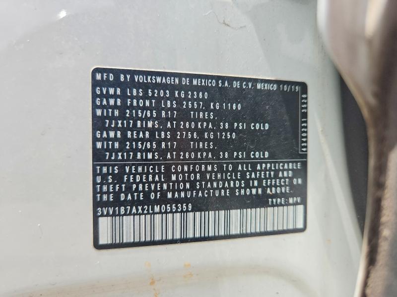Aukcja sprzedaży 2020 Volkswagen Tiguan, vin: 3VV1B7AX2LM055359, numer aukcji: 60705356