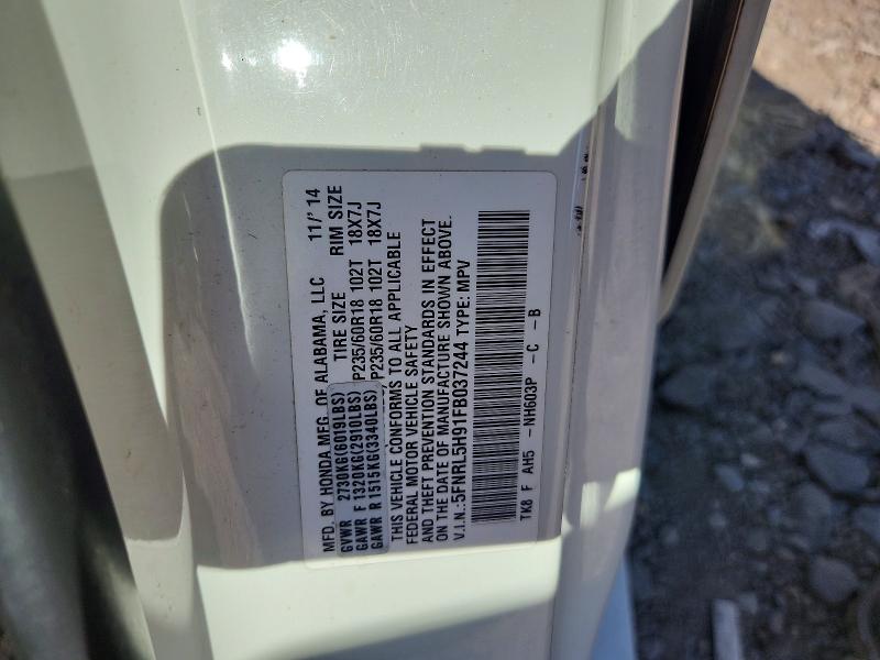 Aukcja sprzedaży 2015 Honda Odyssey, vin: 5FNRL5H91FB037244, numer aukcji: 63207026