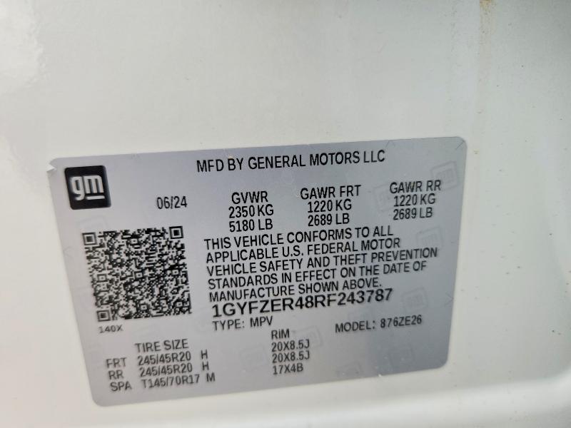 2024 Cadillac Xt4 მანქანა იყიდება აუქციონზე, vin: 1GYFZER48RF243787, აუქციონის ნომერი: 60862966