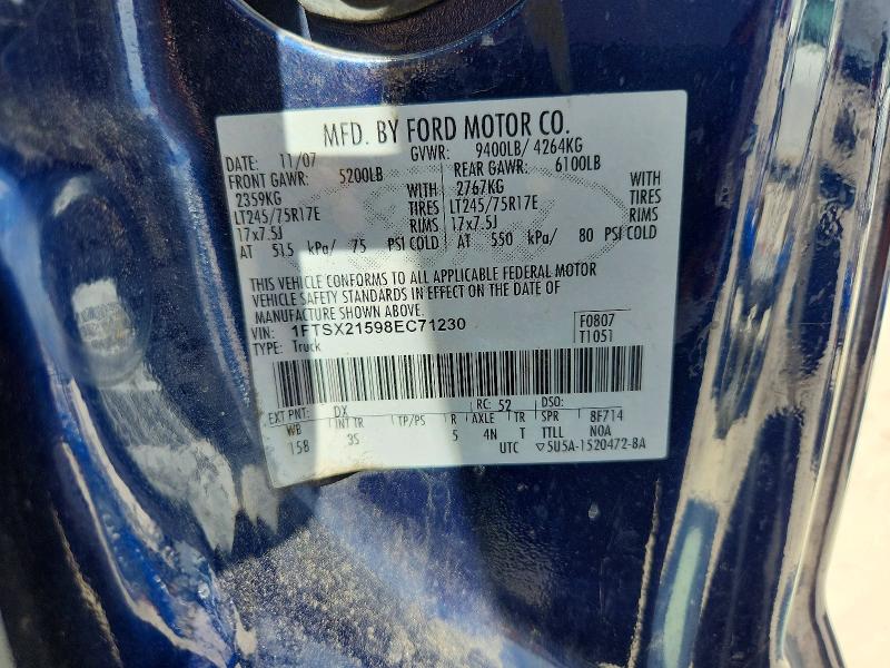 62495906 :رقم المزاد ، 1FTSX21598EC71230 vin ، 2008 Ford F250 مزاد بيع